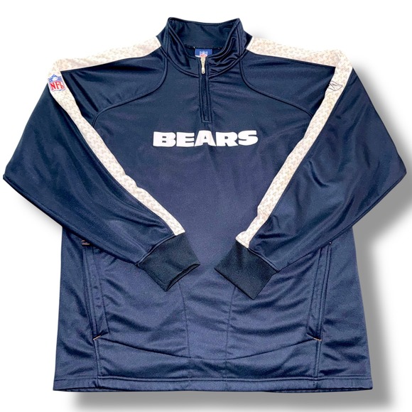 Chicago Bears NFL Vintage Quarter Zip Mens XL Reebok Pullover Authentic Sideline - Picture 2 of 9